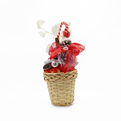 Cestino natalizio con bastoncino di zucchero